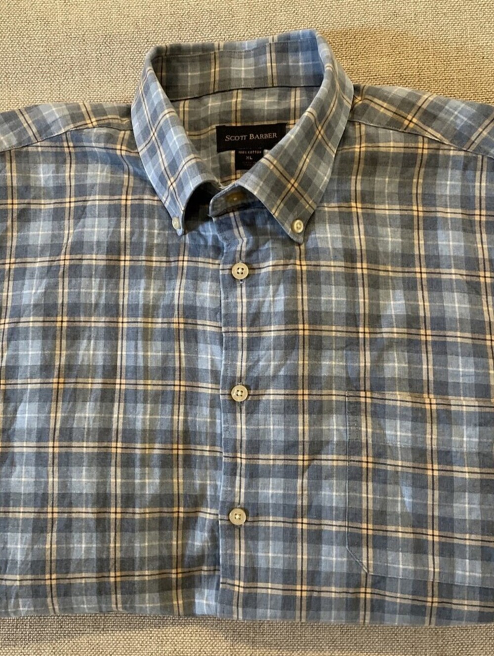 Scott Barber Shirt CottonPlaid Button Collared XL